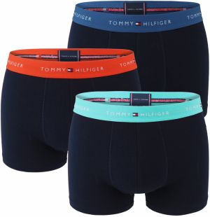 TOMMY HILFIGER - boxerky 3PACK signature cotton essentials black with blue & jade green waist
