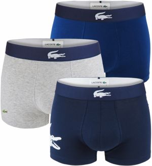 LACOSTE - boxerky 3PACK cotton stretch iconic Lacoste big logo dark color
