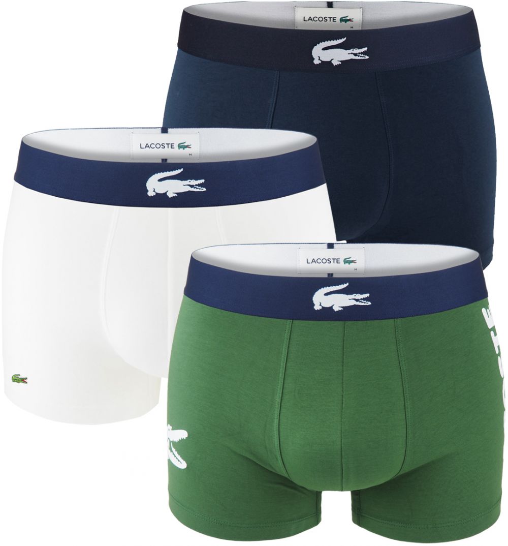 LACOSTE - boxerky 3PACK cotton stretch iconic Lacoste big logo original color