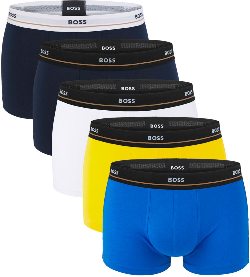 BOSS - boxerky 5PACK essential cotton stretch blue & yellow color combo - limitovana fashion edícia (HUGO BOSS)