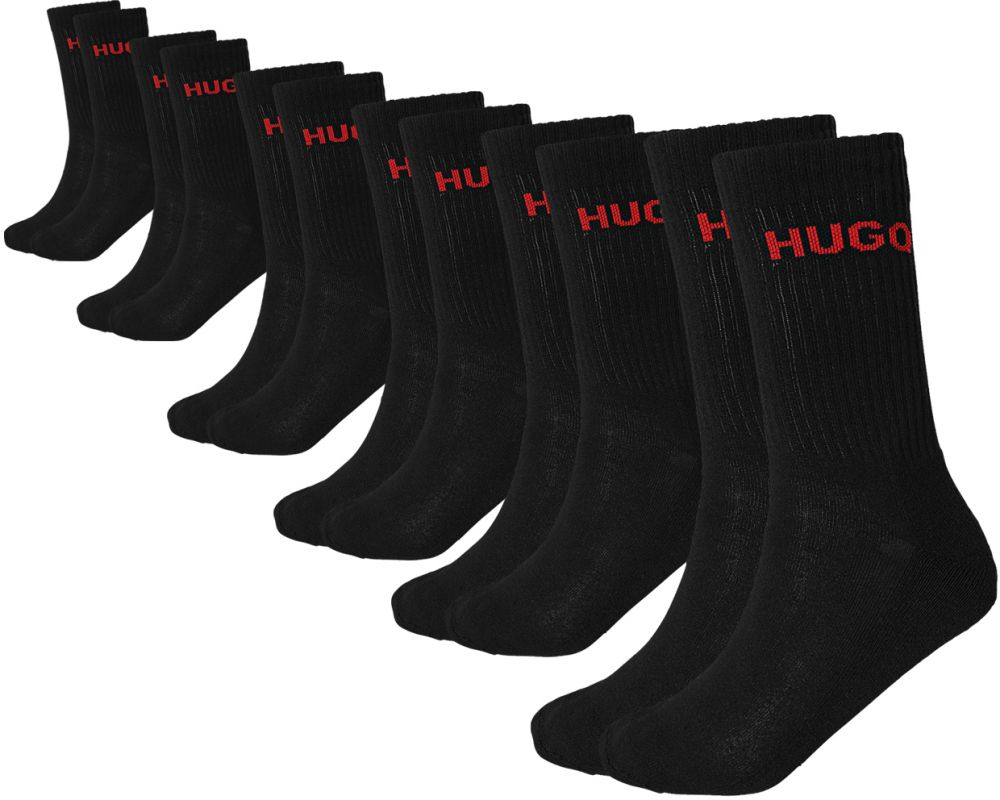 HUGO - 6PACK HUGO čierne pánske ponožky s logom (HUGO BOSS) - limitovaná edícia
