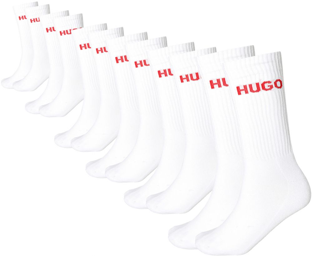 HUGO - 6PACK HUGO biele pánske ponožky s logom (HUGO BOSS) - limitovaná edícia