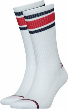 TOMMY HILFIGER - 2PACK TH sport stripe biele podkolienky