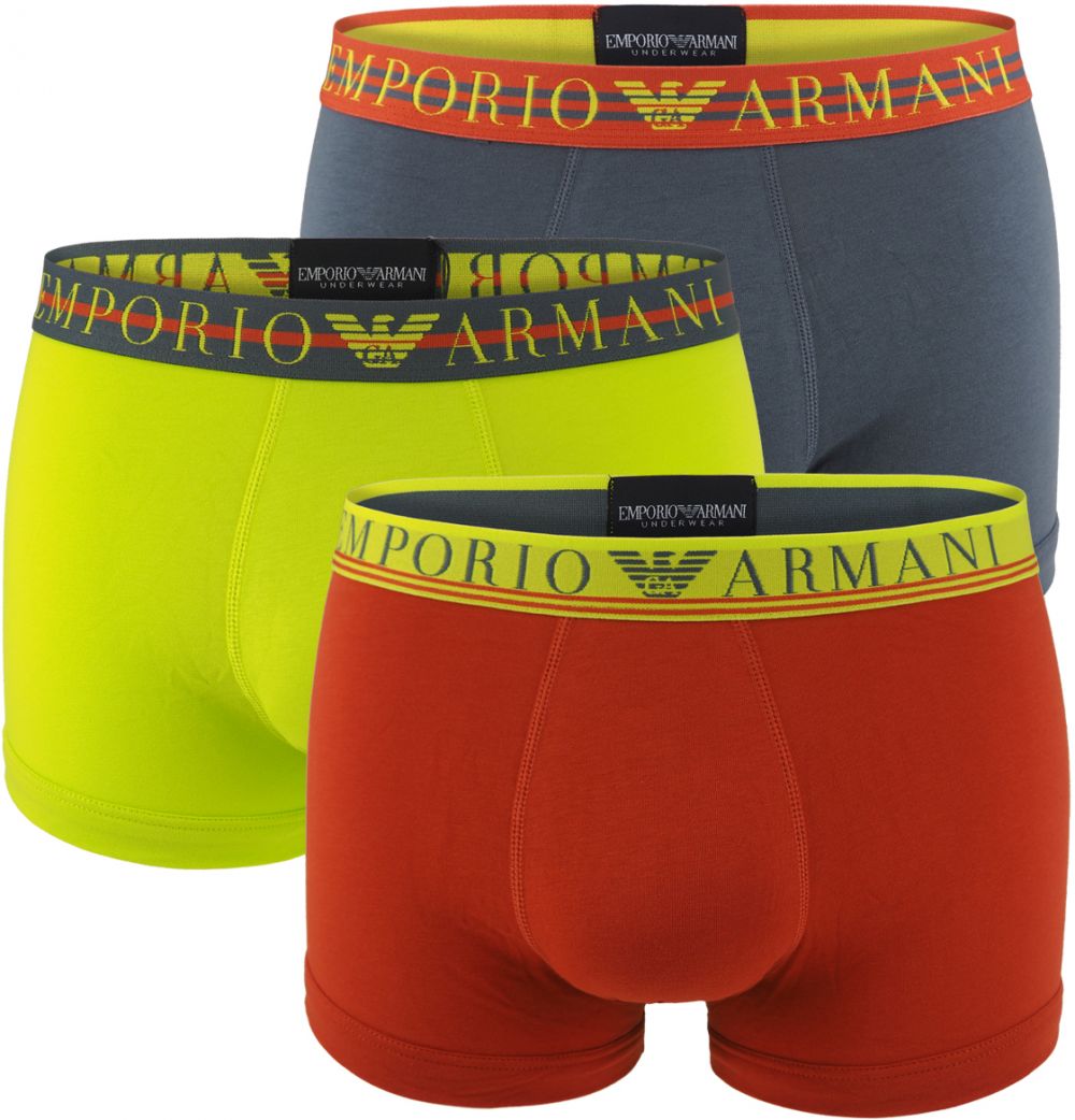 EMPORIO ARMANI - boxerky 3PACK stretch cotton fashion Armani logo antracit & ruggin combo colore - limited edition