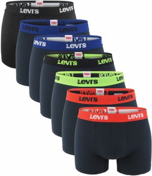 LEVI`S -  boxerky 7PACK black with multicolor waist v darčekovom balení - limitovaná fashion edícia