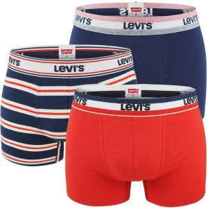 LEVI`S -  3PACK Levi`s logo red & navy boxerky v darčekovom balení