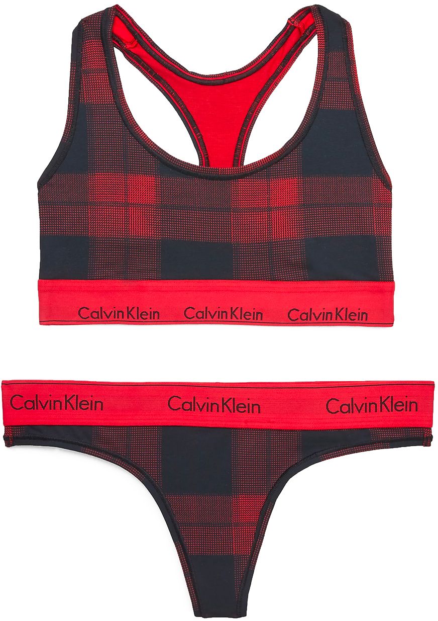 CALVIN KLEIN - Modern cotton textured black podprsenka + tangá v darčekovom balení - limited edition