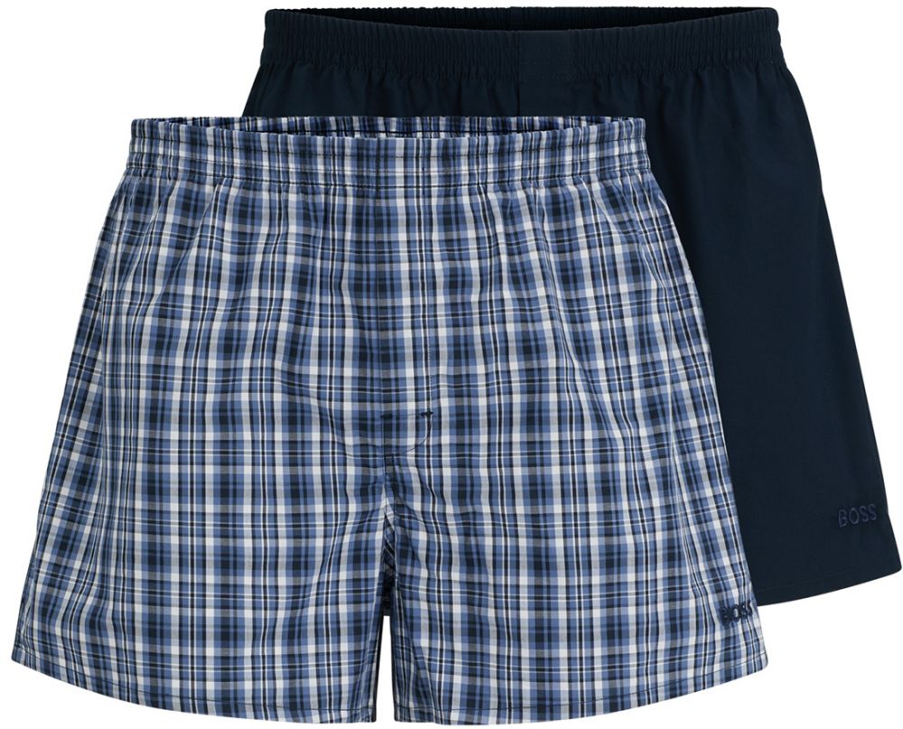 BOSS - trenky 2PACK natural pure cotton blue little cubes combo (HUGO BOSS)