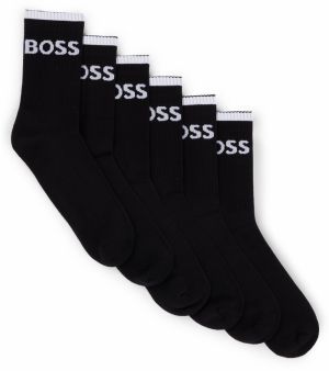 BOSS - 6PACK BOSS čierne pánske ponožky s bielym logom (HUGO BOSS) - limitovaná edícia