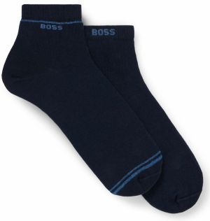 BOSS - 2PACK pánske quarter ponožky s logom BOSS tmavomodré