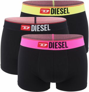 DIESEL - pánske boxerky 3PACK cotton stretch black with happy color waist - limitovaná fashion edícia