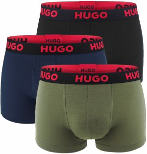 HUGO - boxerky 3PACK lyocell stretch army green & black combo - limitovaná fashion edícia (HUGO BOSS)