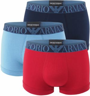 EMPORIO ARMANI - boxerky 3PACK stretch cotton avio & rosso z organickej bavlny - limited edition