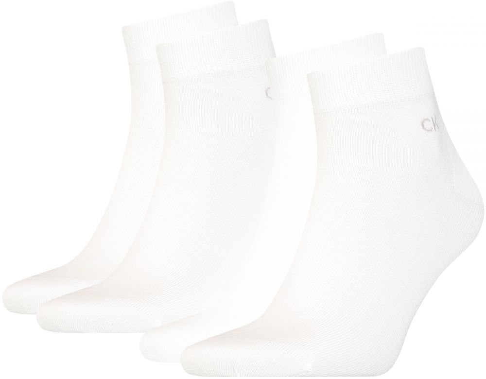 CALVIN KLEIN - pánske ponožky 2PACK quarter white logo CK
