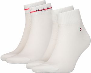 TOMMY HILFIGER - 2PACK stripe logo quarter pánske ponožky biele