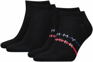 TOMMY HILFIGER - 2PACK Tommy stripe logo black členkové ponožky