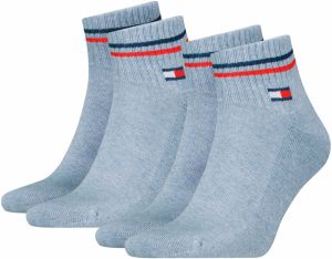 TOMMY HILFIGER - 2PACK TH uni Tommy jeans original iconic light blue melange quarter ponožky