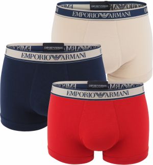 EMPORIO ARMANI - boxerky 3PACK stretch cotton marine & rosso - limited edition