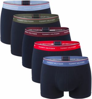 TOMMY HILFIGER - boxerky 5PACK premium essentials cotton dark with multicolor waist - limitovaná edícia