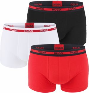 HUGO - boxerky 3PACK cotton stretch red & black color combo z organickej bavlny - limitovaná fashion edícia (HUGO BOSS)