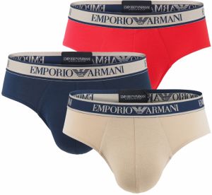 EMPORIO ARMANI - slipy 3PACK stretch cotton marine & rosso - limited edition