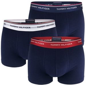 TOMMY HILFIGER - 3PACK premium essentials tmavomodré boxerky s farebným pásom