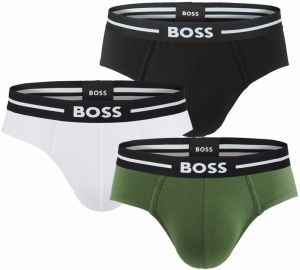 BOSS - slipy 3PACK cotton stretch BOLD black & army green z organickej bavlny - limitovaná fashion edícia (HUGO BOSS)