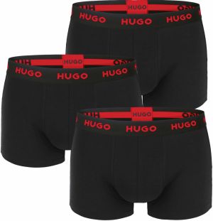HUGO - boxerky 3PACK cotton stretch black with modern red logo waist - limitovaná fashion edícia (HUGO BOSS)