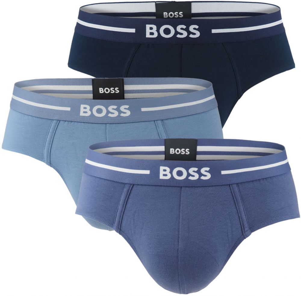 BOSS - slipy 3PACK cotton stretch BOLD modern blue color combo z organickej bavlny - limitovaná fashion edícia (HUGO BOSS)