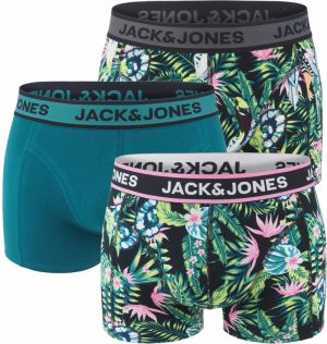 JACK & JONES - boxerky 3PACK Jacdrew black & carna flowers - limitovaná edícia