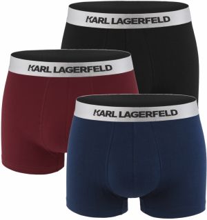 KARL LAGERFELD - boxerky 3PACK organic cotton navy & tawny port with metalic waist - limitovaná edícia