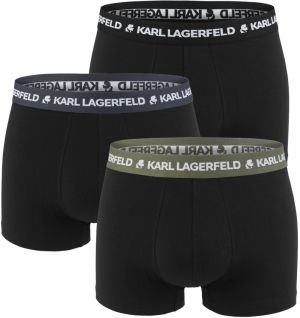 KARL LAGERFELD - boxerky 3PACK organic cotton logo LAGERFELD black with nine iron & gray waist - limitovaná edícia
