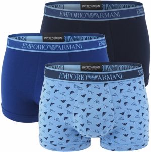 EMPORIO ARMANI - boxerky 3PACK stretch cotton marine & azzur logo Armani - limited edition
