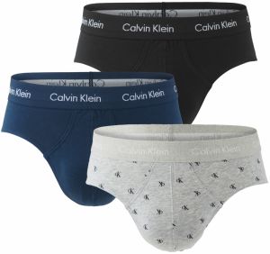 Calvin Klein - slipy 3PACK cotton stretch CK logo black & stone - limitovaná edícia