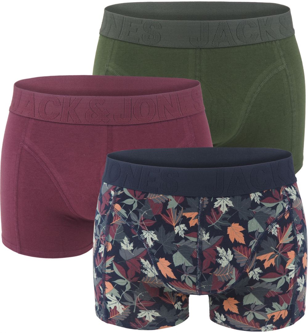 JACK & JONES - boxerky 3PACK Jaccollin night sky & vineyard color combo - limitovaná fashion edícia