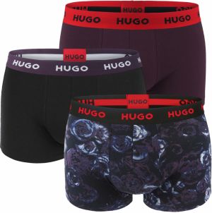 HUGO - boxerky 3PACK cotton stretch modern storm & dark purple color combo - limitovaná fashion edícia (HUGO BOSS)