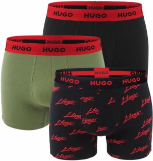 HUGO - boxerky 3PACK cotton stretch classic red logo HUGO & dark color combo - limitovaná fashion edícia (HUGO BOSS)