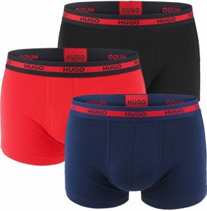 HUGO - boxerky 3PACK cotton stretch modern black & red color combo z organickej bavlny - limitovaná fashion edícia (HUGO BOSS)