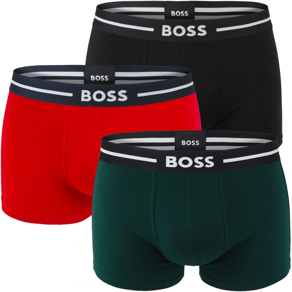 BOSS - boxerky 3PACK cotton stretch BOLD modern black & green color combo z organickej bavlny - limitovaná fashion edícia (HUGO BOSS)
