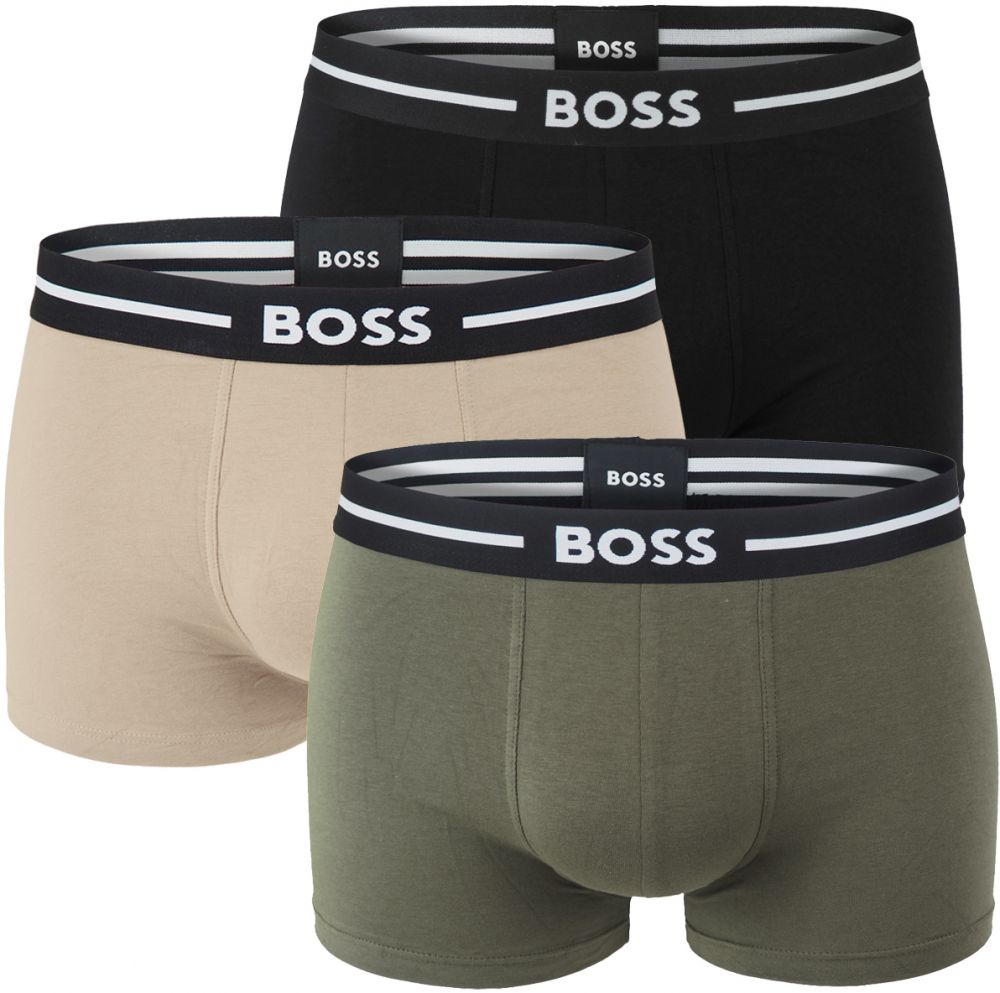 BOSS - boxerky 3PACK cotton stretch BOLD modern black & beige color combo - limitovaná fashion edícia (HUGO BOSS)