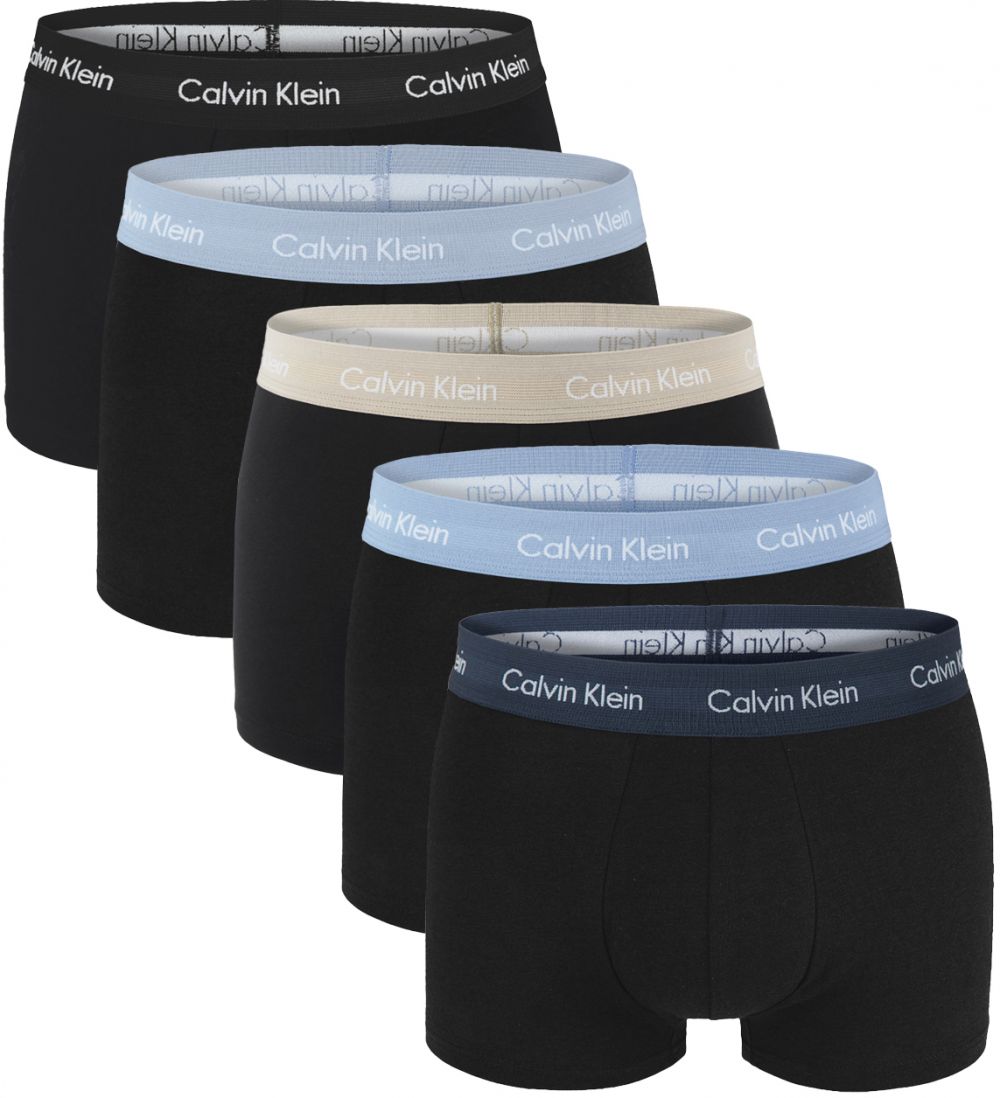 CALVIN KLEIN - boxerky 5PACK black with blue multicolor waist - special limited edition