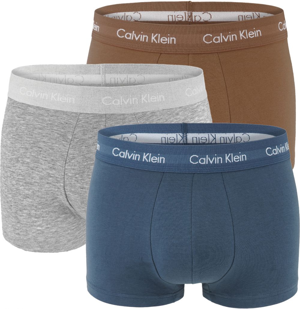 Calvin Klein - boxerky 3PACK cotton stretch royal iris & dusty tan - limitovaná fashion edícia
