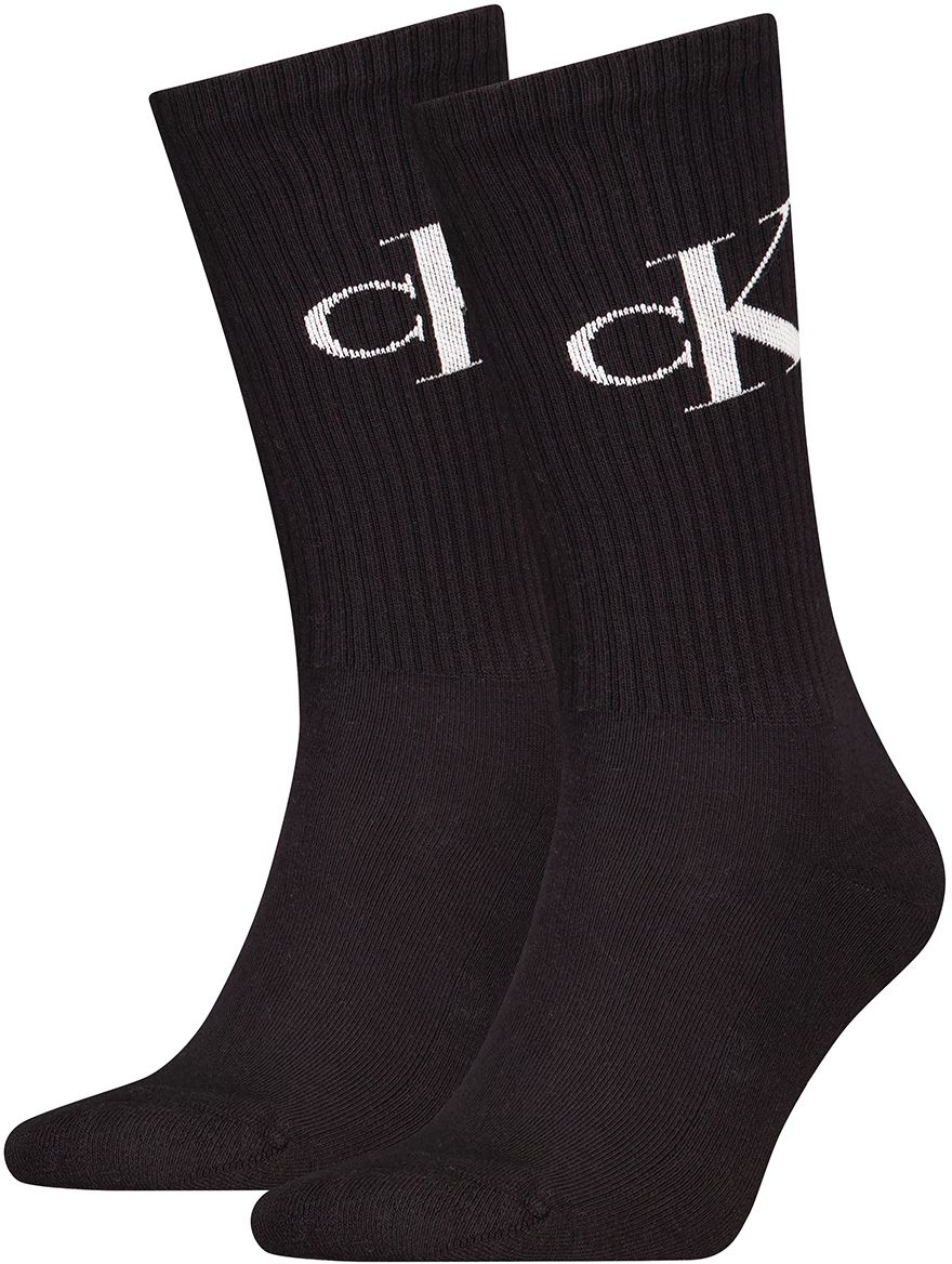 CALVIN KLEIN - pánske ponožky 2PACK CK jeans monogram čierne  - limitovaná edícia