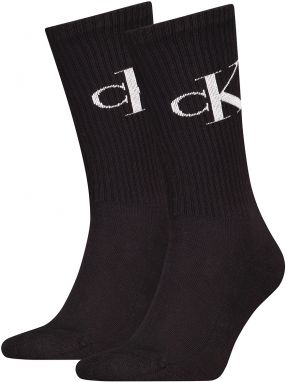 CALVIN KLEIN - pánske ponožky 2PACK CK jeans monogram čierne  - limitovaná edícia