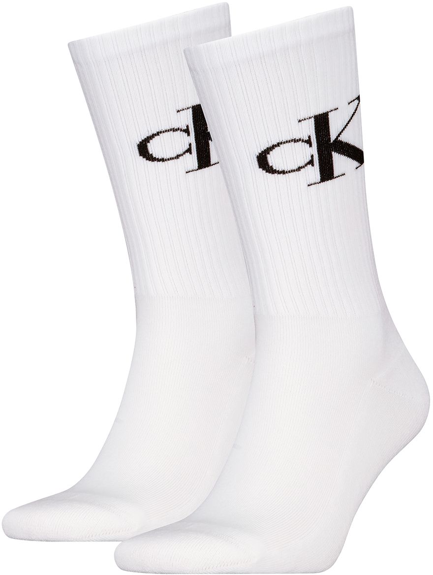 CALVIN KLEIN - pánske ponožky 2PACK CK jeans monogram biele - limitovaná edícia