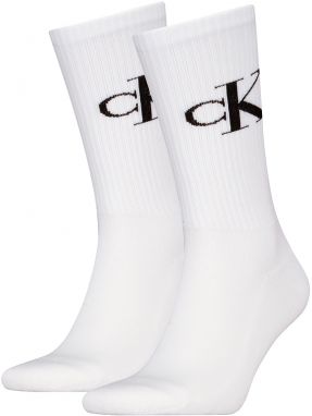 CALVIN KLEIN - pánske ponožky 2PACK CK jeans monogram biele - limitovaná edícia