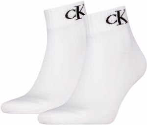 CALVIN KLEIN - 2PACK CK jeans monogram biele quarter ponožky - limitovaná edícia