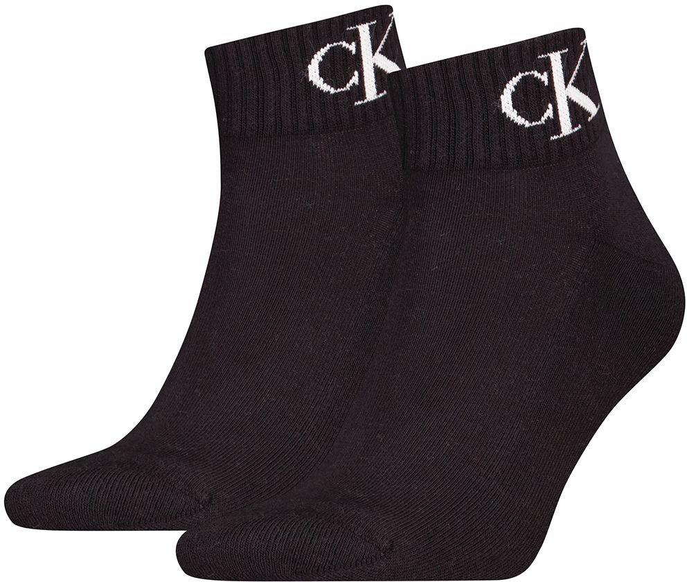CALVIN KLEIN - 2PACK CK jeans monogram čierne quarter ponožky - limitovaná edícia