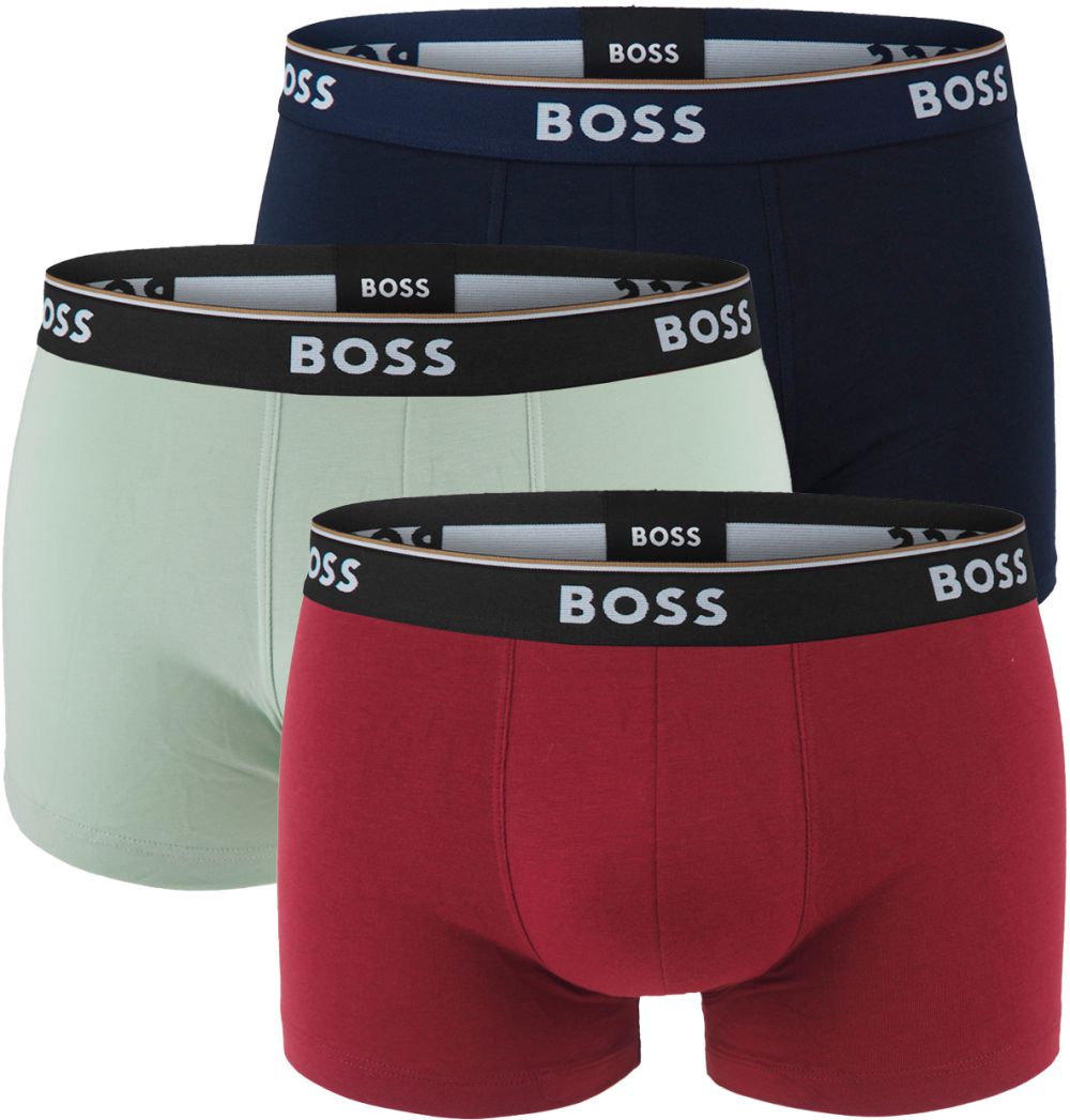 BOSS - boxerky 3PACK cotton stretch power burgundy & blue color combo - limitovaná fashion edícia (HUGO BOSS)