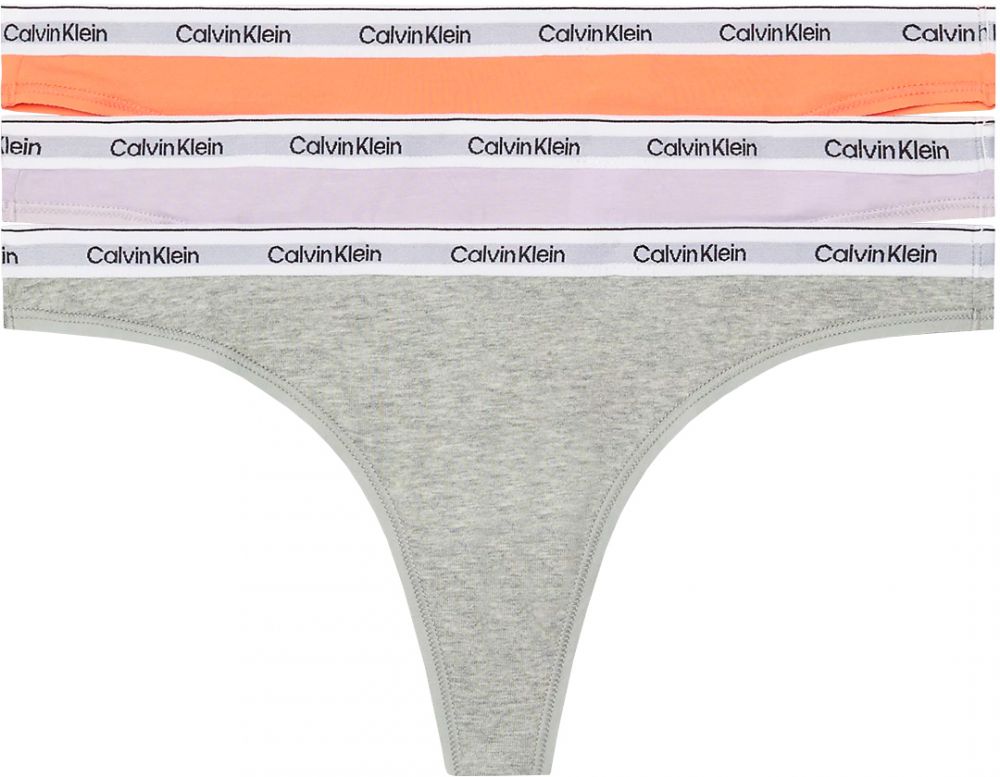 CALVIN KLEIN - tangá 3PACK Modern logo stretch cotton lavender & orange combo - limitovaná edícia